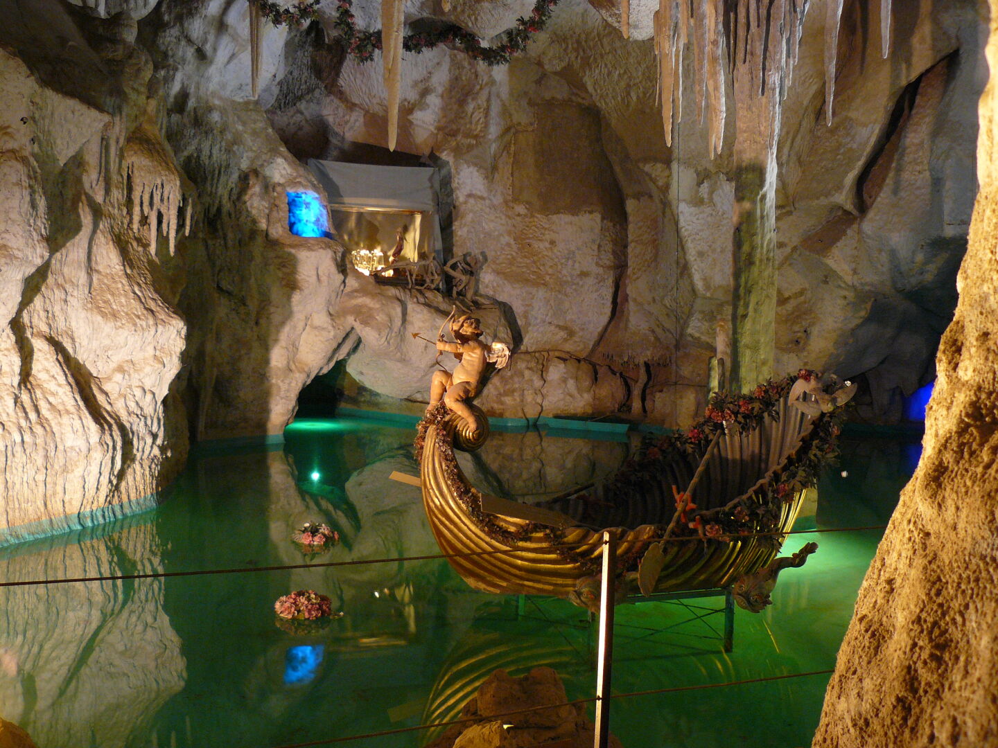 The grotto of Castle Linderhof, an artificial cave that King Ludwig had fitted with stage designs from Richard Wagner operas so he could enjoy his private performances in the appropriate atmosphere.