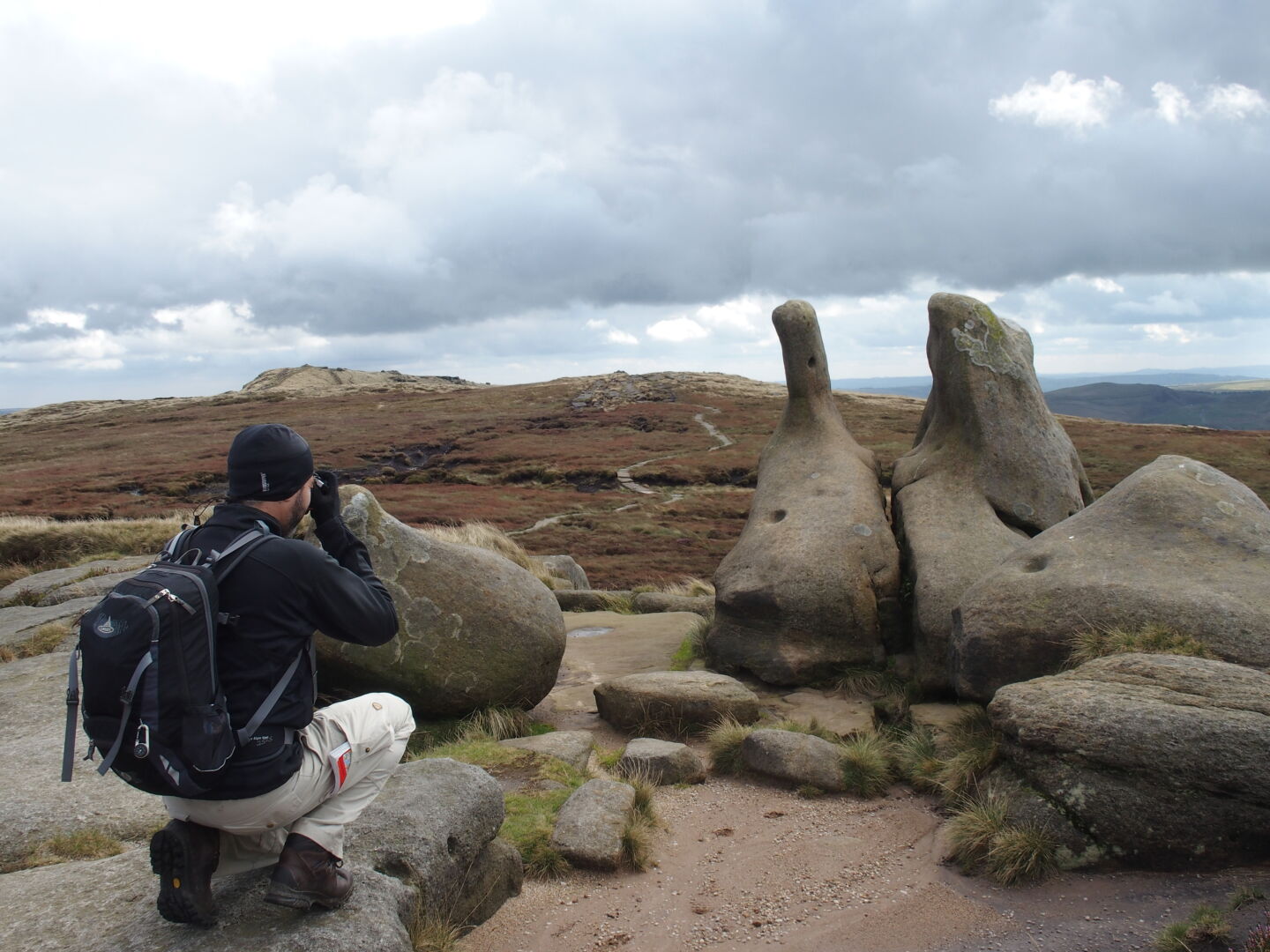 Taking pictures on Kinder Scout.