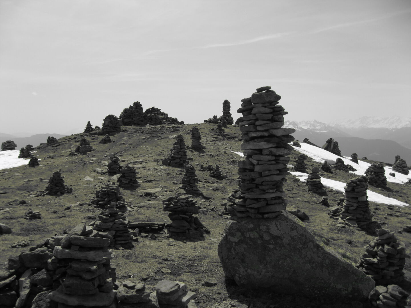 For some reason the camera decided to switch to black and white... this is on top of the &quot;Steinerne Mandeln&quot;, which means &quot;little stone men&quot;.