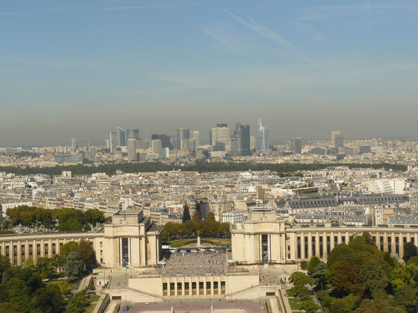 La Defense, the modern financial quarter, seen from the Eiffel tower.