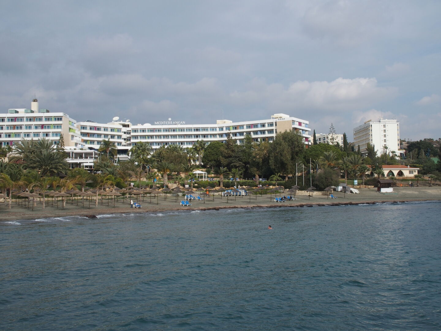This is our hotel, the Mediterranean Beach Hotel in Limassol, Cyprus.